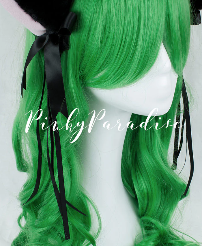 Bright Green Long Curly 65cm - Image 3